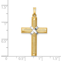 Load image into Gallery viewer, 14k Hollow Polished Rhodium Center X Cross
