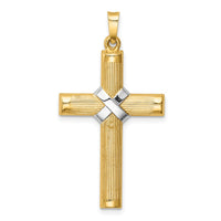 Load image into Gallery viewer, 14k Hollow Polished Rhodium Center X Cross
