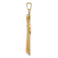Load image into Gallery viewer, 14k Hollow Polished w/Rhodium Beaded Edge Cross
