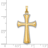 Load image into Gallery viewer, 14k Hollow Polished w/Rhodium Beaded Edge Cross
