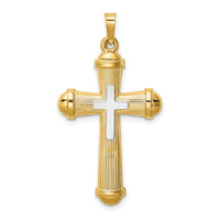 Load image into Gallery viewer, 14k Two-tone Hollow Polished Cross w/Center Cross

