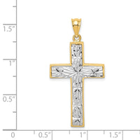 Load image into Gallery viewer, 14K Two-tone Polished &amp; Diamond-cut Cross Pendant
