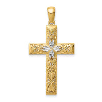 Load image into Gallery viewer, 14K White Rhodium D/C Cross Pendant
