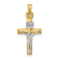 Load image into Gallery viewer, 14k Two-tone Hollow Crucifix Pendant
