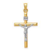 Load image into Gallery viewer, 14k Two-tone Hollow Crucifix Pendant
