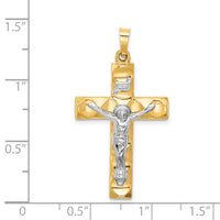 Load image into Gallery viewer, 14k Two-tone Hollow Polished Textured Latin Crucifix

