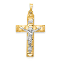 Load image into Gallery viewer, 14k Two-tone Hollow Polished Textured Latin Crucifix
