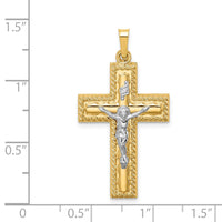 Load image into Gallery viewer, 14k Two-tone Hollow Polished Rope Edge Latin Crucifix
