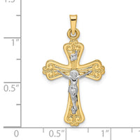 Load image into Gallery viewer, 14k Two-tone Polished Solid INRI Crucifix Pendant
