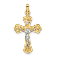 Load image into Gallery viewer, 14k Two-tone Polished Solid INRI Crucifix Pendant
