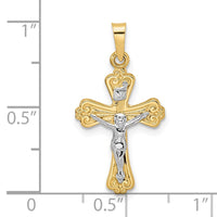 Load image into Gallery viewer, 14k Two-tone Polished Solid INRI Crucifix Pendant
