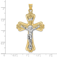 Load image into Gallery viewer, 14k Two-tone Polished Solid Fancy INRI Crucifix Pendant
