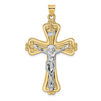 Load image into Gallery viewer, 14k Two-tone Polished Solid Fancy INRI Crucifix Pendant
