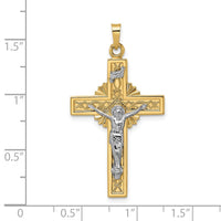 Load image into Gallery viewer, 14k Two-tone Polished Solid Celtic INRI Crucifix Pendant
