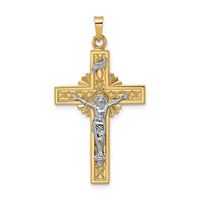 Load image into Gallery viewer, 14k Two-tone Polished Solid Celtic INRI Crucifix Pendant
