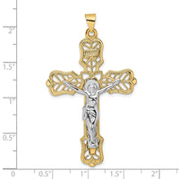 Load image into Gallery viewer, 14k Two-tone Solid INRI Filigree Crucifix Pendant
