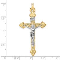 Load image into Gallery viewer, 14k Two-tone Polished Hollow INRI Budded Crucifix Pendant

