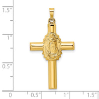 Load image into Gallery viewer, 14k Polished and Satin Hollow Cross Pendant
