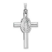 Load image into Gallery viewer, 14k White Gold Polished and Satin Hollow Cross Pendant
