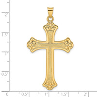Load image into Gallery viewer, 14k Polished and Textured Solid Fleur de Lis Cross Pendant
