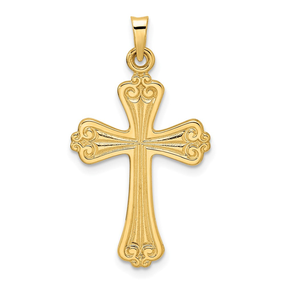 14k Polished Solid Fancy Design Cross Pendant