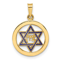 Load image into Gallery viewer, 14k Polished and Enameled Solid Star of David Pendant
