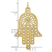 Load image into Gallery viewer, 14k Polished Solid Filigree Hamsa Pendant
