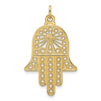 Load image into Gallery viewer, 14k Polished Solid Filigree Hamsa Pendant
