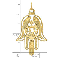 Load image into Gallery viewer, 14k Polished &amp; Textured Solid Hamsa Pendant
