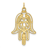 Load image into Gallery viewer, 14k Polished &amp; Textured Solid Hamsa Pendant
