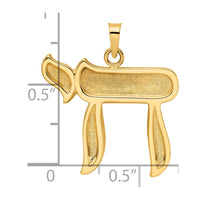 Load image into Gallery viewer, 14k Polished and Textured Solid Chai Symbol Pendant
