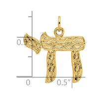 Load image into Gallery viewer, 14k Polished and Textured Solid Chai Symbol Pendant

