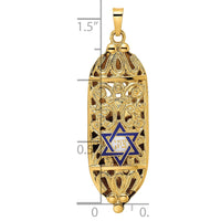 Load image into Gallery viewer, 14k Polished Mezuzah Enameled Star Pendant
