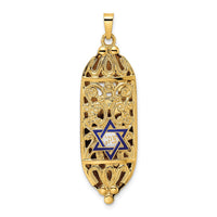 Load image into Gallery viewer, 14k Polished Mezuzah Enameled Star Pendant
