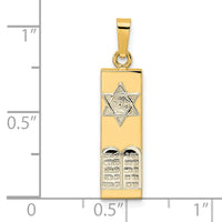 Load image into Gallery viewer, 14k Two-tone Polished Hollow Mezuzah w/Star of David and Torah Pendant
