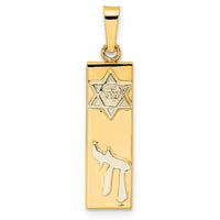 Load image into Gallery viewer, 14k Two-tone Polished Hollow Mezuzah w/Star of David and Chai Pendant
