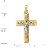 Load image into Gallery viewer, 14k Two-tone Polished and Twisted Hollow INRI Crucifix Pendant

