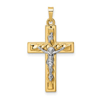 Load image into Gallery viewer, 14k Two-tone Polished and Twisted Hollow INRI Crucifix Pendant
