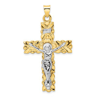 Load image into Gallery viewer, 14k Two-tone Polished Solid INRI Crucifix Pendant
