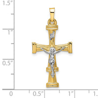 Load image into Gallery viewer, 14k Two-tone Polished Solid INRI Crucifix Pendant
