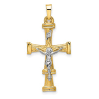 Load image into Gallery viewer, 14k Two-tone Polished Solid INRI Crucifix Pendant

