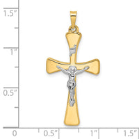 Load image into Gallery viewer, 14k Two-tone Polished Hollow INRI Crucifix Cross Pendant
