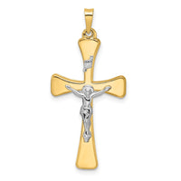 Load image into Gallery viewer, 14k Two-tone Polished Hollow INRI Crucifix Cross Pendant
