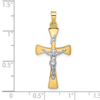 Load image into Gallery viewer, 14k Two-tone Polished Hollow INRI Crucifix Cross Pendant
