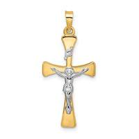 Load image into Gallery viewer, 14k Two-tone Polished Hollow INRI Crucifix Cross Pendant
