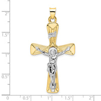 Load image into Gallery viewer, 14k Two-tone Polished Solid INRI Crucifix Pendant
