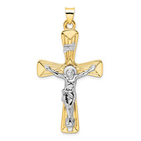 Load image into Gallery viewer, 14k Two-tone Polished Solid INRI Crucifix Pendant
