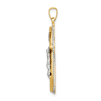 Load image into Gallery viewer, 14k Two-tone and White Rhodium Hollow INRI Crucifix Pendant

