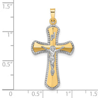 Load image into Gallery viewer, 14k Two-tone and White Rhodium Hollow INRI Crucifix Pendant
