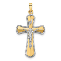 Load image into Gallery viewer, 14k Two-tone and White Rhodium Hollow INRI Crucifix Pendant
